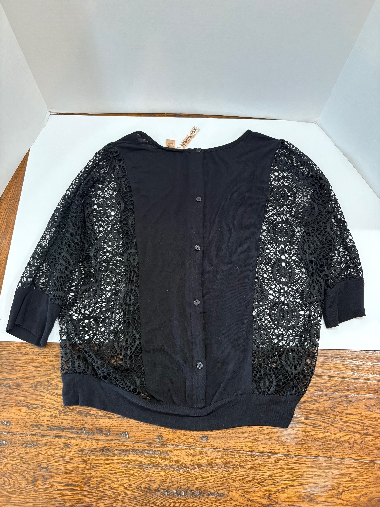 Eye Shadow Black Lacy Long Sleeve Top Size Large Worn Three Times